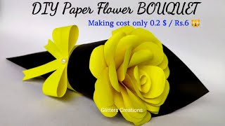 DIY Paper Flower BOUQUET/ Birthday gift ideas/Single Flower Bouquet making at Homemade Easy Craft screenshot 4
