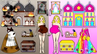 Rainbow Pregnant VS Poor Pregnant - Barbie's New Home Handmade - DIYs Paper Dolls \& Crafts