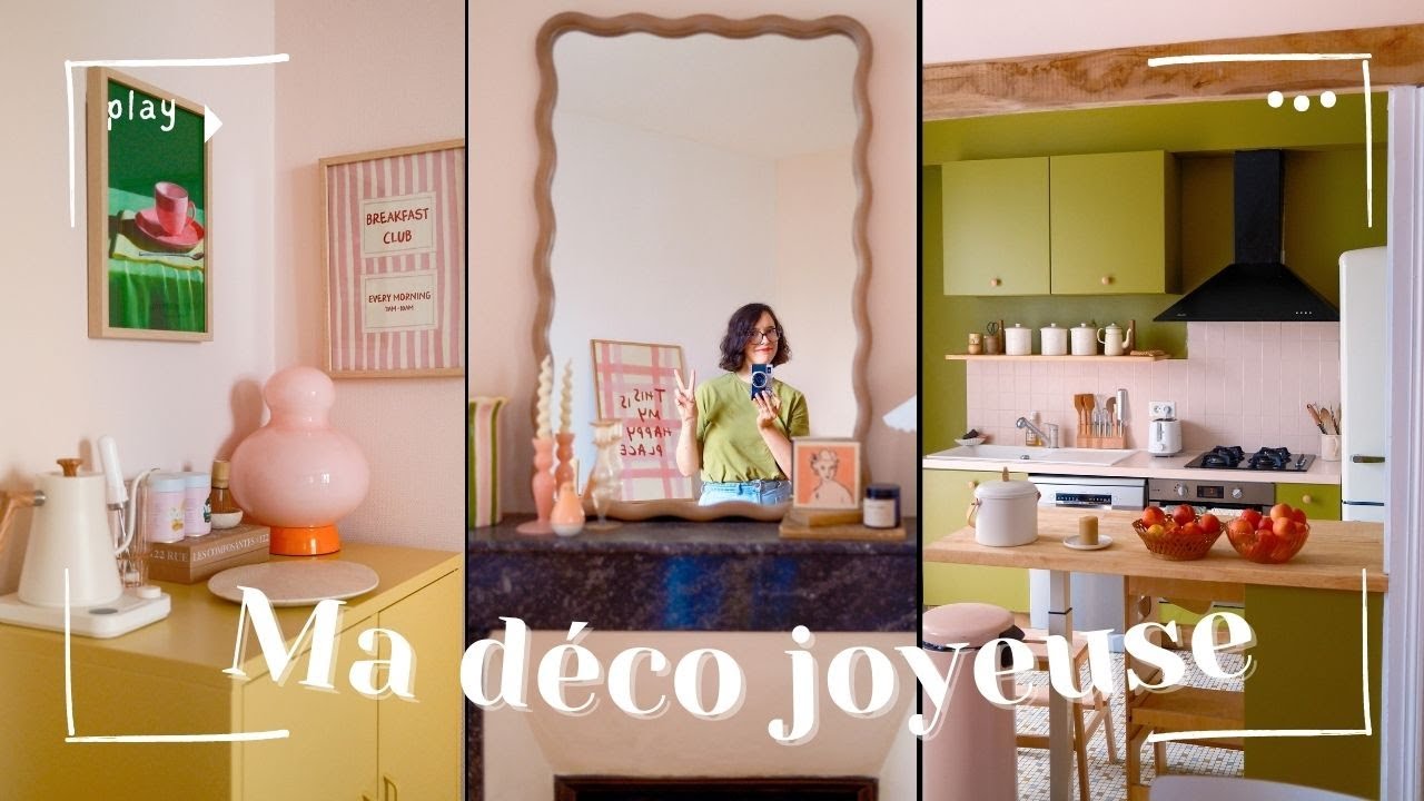 Déco joyeuse et colorée : relooking salon & cuisine (en location !) + matcha station 💗💛💚