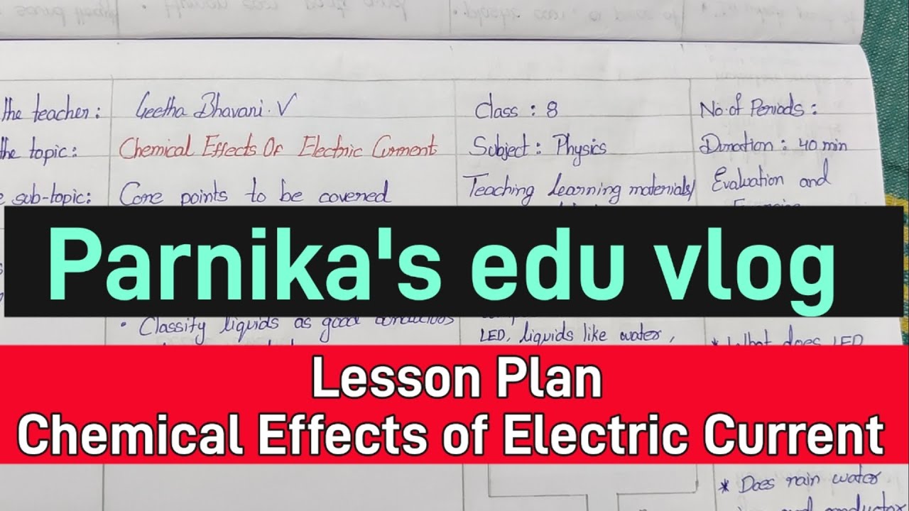 Chemical Effects of Electric Current Lesson Plan Class 8 CBSE
