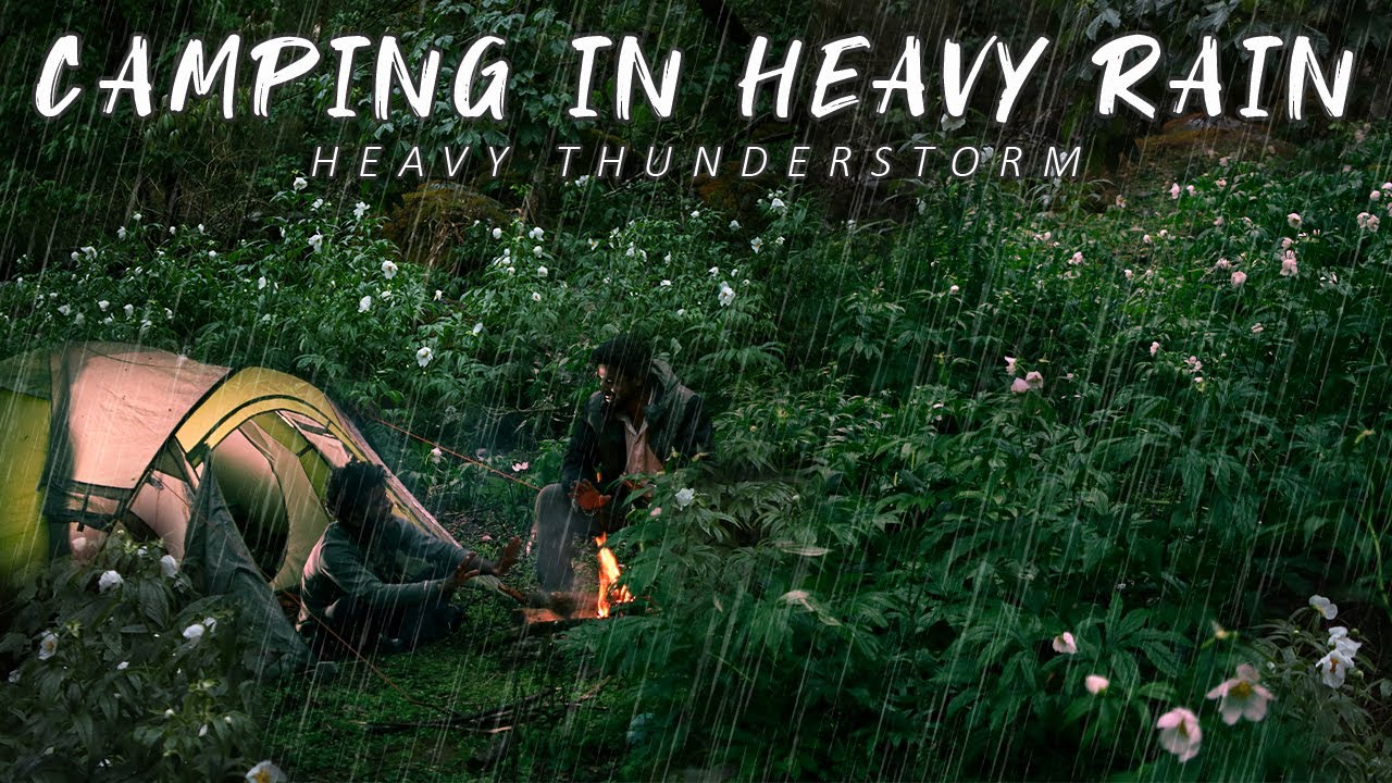 2 Days deep Forest Camping in Heavy Rain and Thunderstorm | Overnight ...