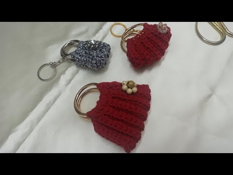 Knitting mini bag keychain making #diy #keychain #minibag