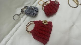 Knitting mini bag keychain making #diy #keychain #minibag