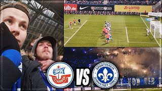 HITZIGES FLUTLICHTSPIEL GEGEN SPITZENREITER STADIONVLOG: Hansa Rostock - Darmstadt | Pyro & Choreo