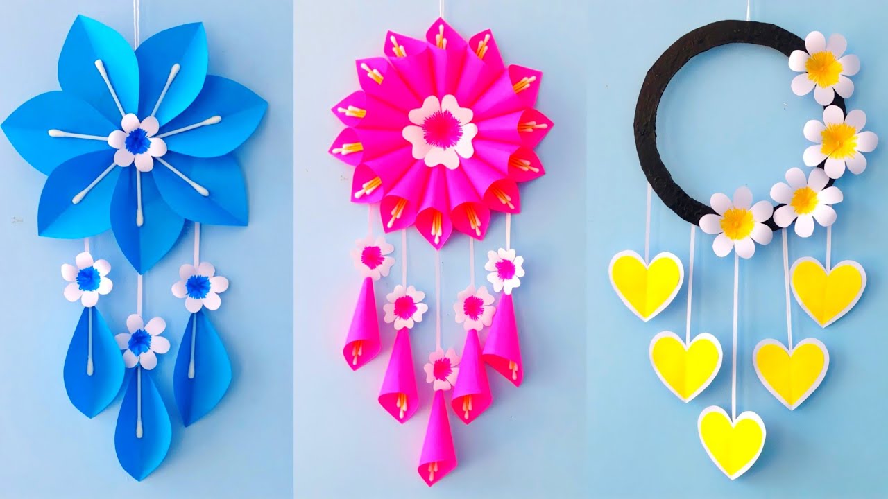 3 Easy and Quick Paper Wall Hanging Ideas / A4 sheet Wall decor / ear