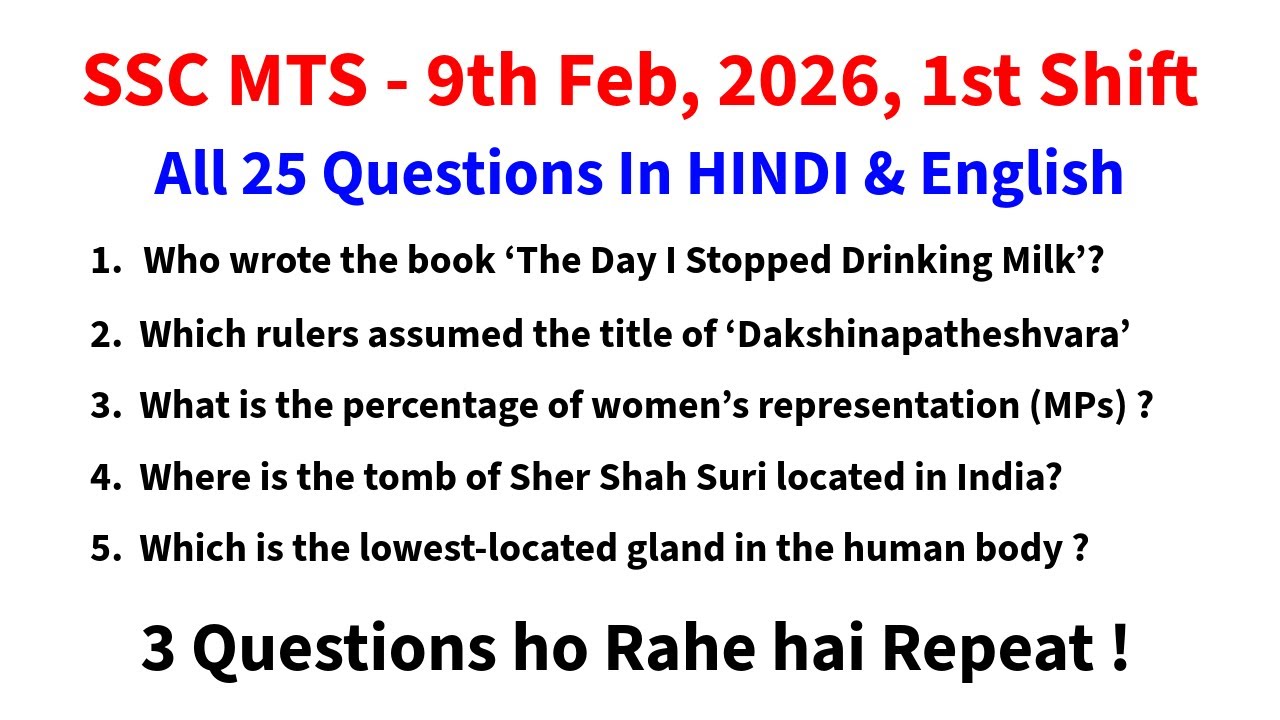 SSC MTS 2026 today review | SSC MTS 1st Shift Analysis 9 February 2026 | ssc mts today review GK