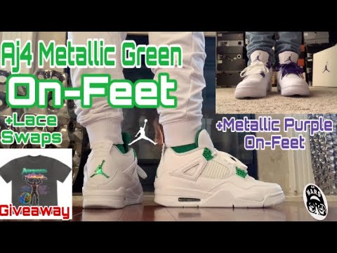 jordan 4 metallic green on feet