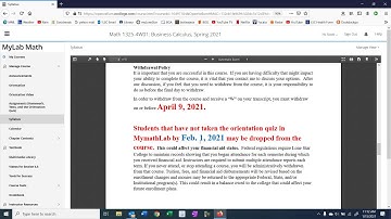 Math 1325 Orientation Video Spring 2021