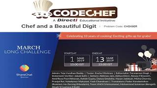 CodeChef March Long Challange(2019) - Chef and a Beautiful Digit Problem Code (CHDIGER)
