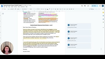 Performance Task Workshop: Sample Student Essay Question Response (score 1)
