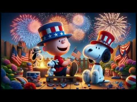 Snoopy Charlie Brown Celebrating Fourth Of July