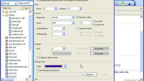 FrontPage Tutorial Inserting Tables Microsoft Training Lesson 11.1