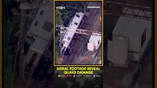 Aerial Footage Shows Burning Buildings, Overturned Train in Kumamoto Prefecture After Earthquake