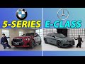2024 Mercedes E-Class vs BMW 5 Series comparison with i5 vs EQE