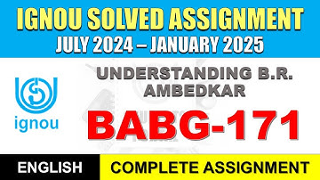 BABG 171 Solved Assignment 2024-25 || BABG 171 solved assignment in English || July 2024 to Jan 2025