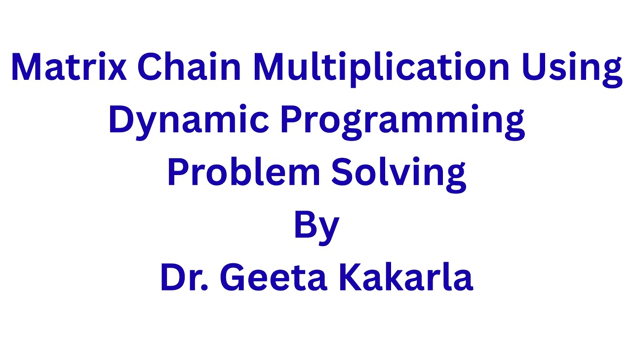 Matrix Chain Multiplication Problem Solving Using Dynamic Programming ...