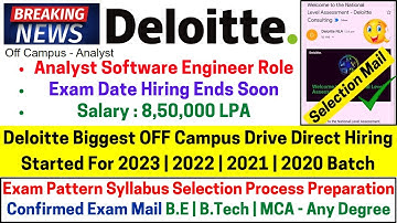 Deloitte Biggest OFF Campus Direct Hiring Started 2023 | 2022-2020 New Role System Analyst 8.5 Lakhs