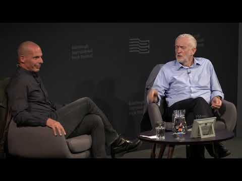 Jeremy Corbyn with Yanis Varoufakis at the Edinburgh Book Festival, August 20, 2018 | DiEM25