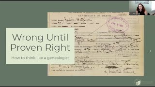 Wrong Until Proven Right: Think Like a Genealogist – Rachel Derenthal (20 August 2025)