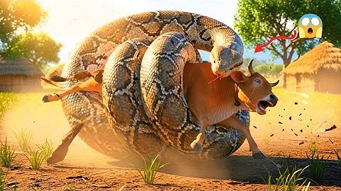 Python Attacks Red Cow in Jungle – Full Rescue Operation #animalrescue #animals 