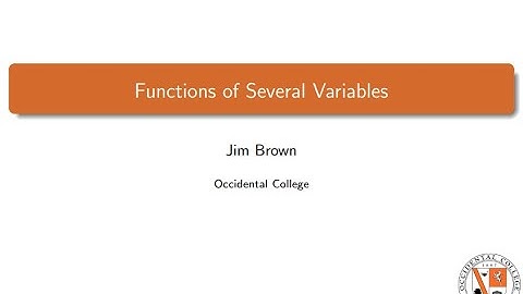 1. Functions of Several Variables Flipped Class Video