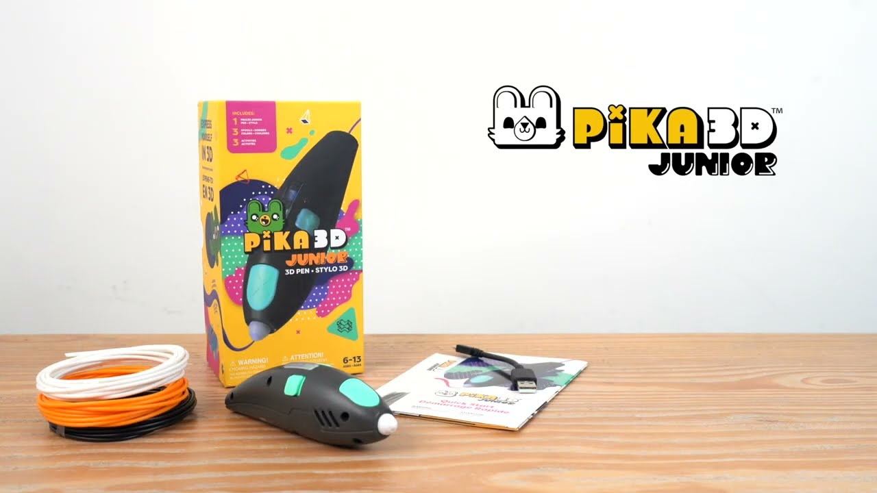 Pika3d Junior 3D Printing Pen for Kids Ages 6+ - Ready to Use and Child Safe 3D Pen with No Hot Parts Free Refills Included