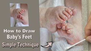 PASTEL PENCIL Portrait Tutorial. HOW to DRAW Baby FEET.  Narrated with real-time footage. screenshot 5