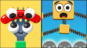 Fork N Sausage VS Spring Guy Stretch Game - All Levels SpeedRun ep1