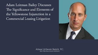 The Significance and Elements of the Yellowstone Injunction in a Commercial Leasing Litigation