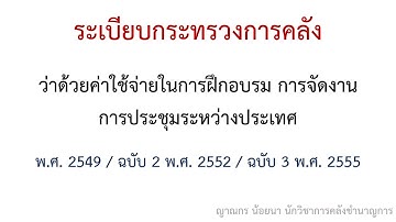ระเบียบกระทรวงการคลัง ว่าด้วยค่าใช้จ่ายในการจัดฝึกอบรม การจัดงาน และการประชุมระหว่างประเทศ