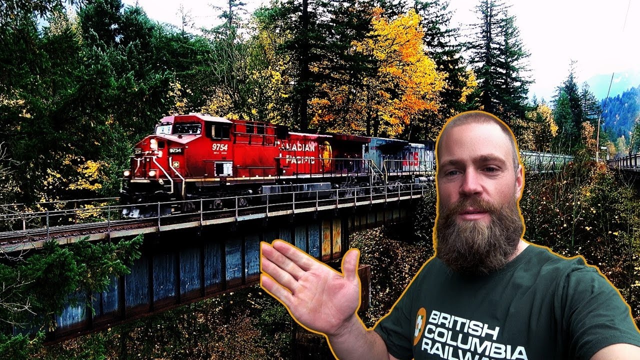 CPKC FREIGHT TRAINS OVER BRIDGE AT AMERICAN CREEK - BRITISH COLUMBIA! 