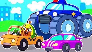 Caminhão Monstro da Polícia 🚓 Um Super Caminhão Pega o Ladrão 😮 Carros Engraçados, por Pit & Penny 🥑