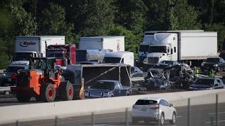 NJ State Police Vehicle Destroyed By Dump Truck On NJ Turnpike In Cranbury South Of Exit 8A June 22
