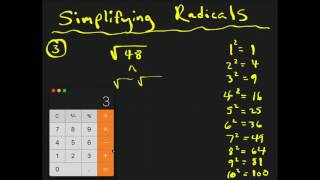 Simplifying Radicals (Square Roots): Example Problem 3