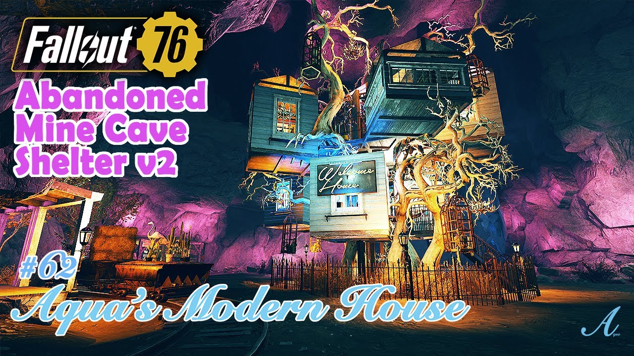 Fallout 76 camp build Abandoned Mine Cave Shelter tree house (Aqua's