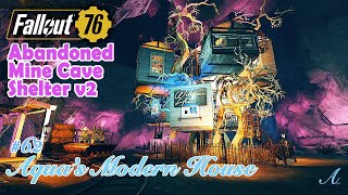 Fallout 76 camp build - Abandoned Mine Cave Shelter tree house (Aqua's Modern House #62) screenshot 5