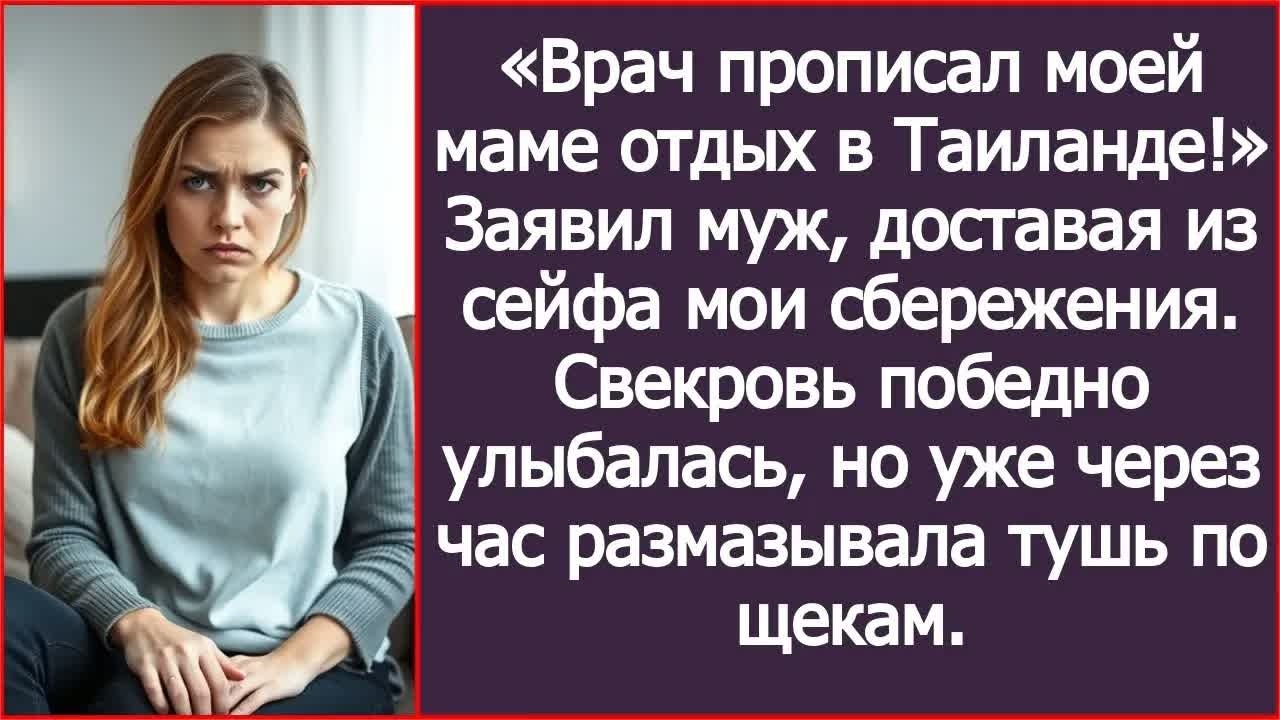 «Врач прописал моей маме отдых в Таиланде!» Заявил муж, доставая из сейфа мои сбережения.