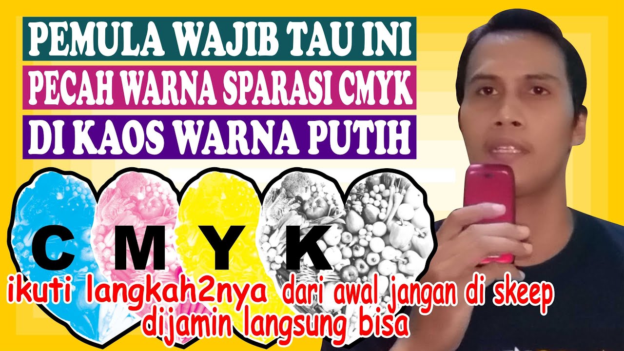 Pisah warna sablon sparasi CMYK di kaos putih - YouTube