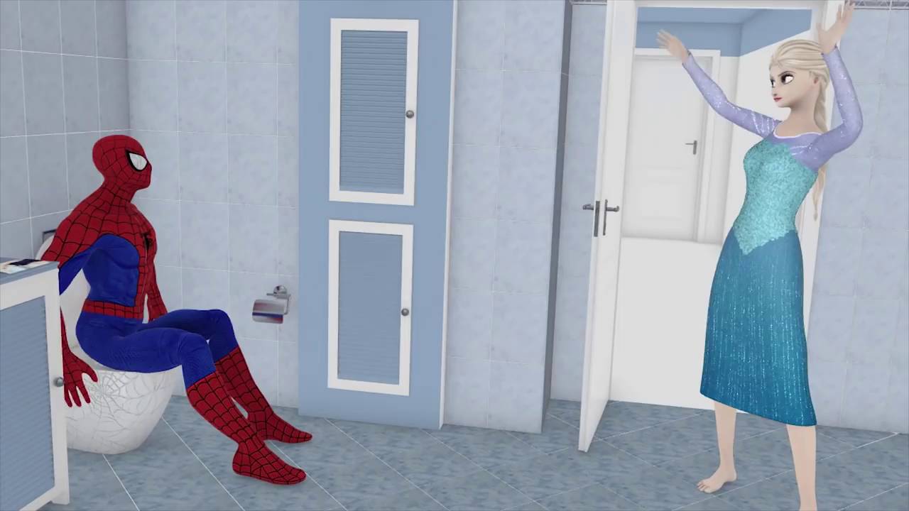 Spiderman x Elsa Sexxy in Toalet - Part 2.