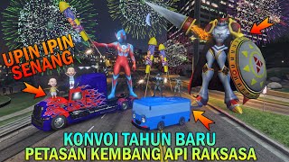 UPIN IPIN KONVOI PETASAN KEMBANG API RAKSASA, BERSAMA ULTRAMAN & PASUKAN ROBOT