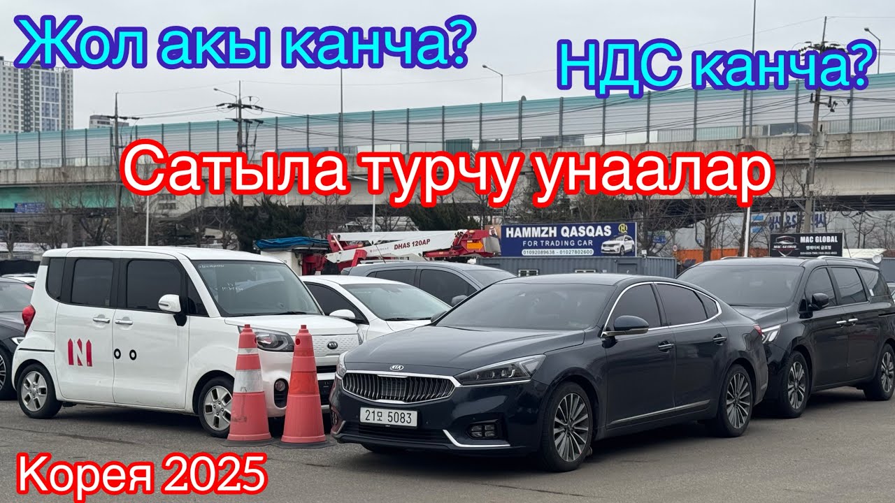 Корея, жол акы  НДС жана сатыла турчу унаалар  Корея 2025