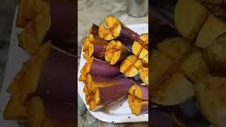 Begun Bhaja Recipe: How to Make Eggplant Bhaja | Baingan Fry | Brinjal Tawa Fry #shorts #begunbhaja