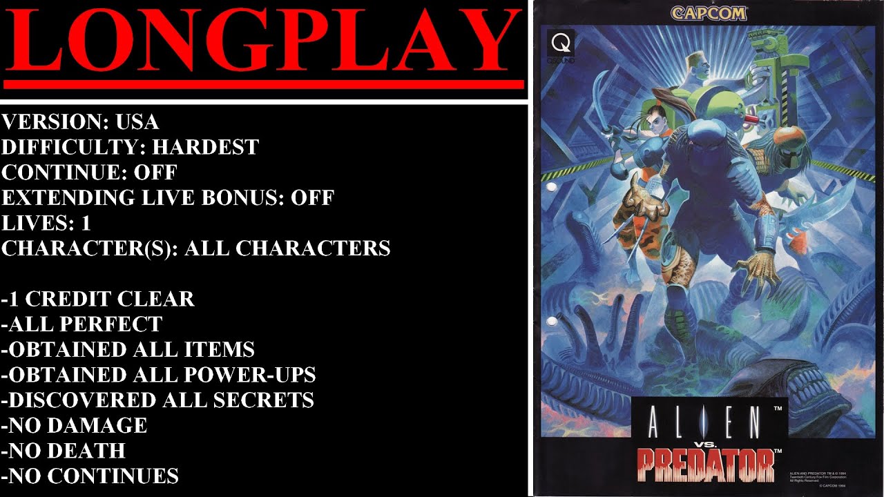 Alien vs. Predator [USA] (Arcade) - (Longplay | All Characters | Hardest)