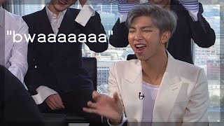 BTS being chaotic during interviews (at a higher pitch)