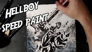 Drawing hellboy on horse speed paint art timelapse comic art time lapse Anung un Rama /desenhando