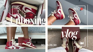 Unboxing my Air Jordan 1 Mid SE University red Sneakers from Nike•Authentic check•