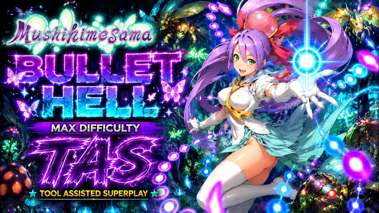 TAS】MUSHIHIMESAMA - LEVEL BULLET HELL  1 COIN  NO BOMBS  NO