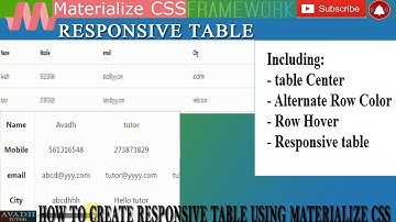 how to create responsive table || materialize css tutorial || materialize css table