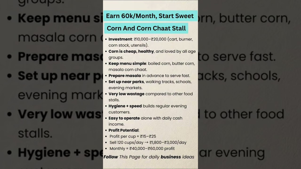 How To Earn ₹60K/Month From Selling Corn & Corn Chaat Stall In India In 2026? Step By Step Guide?
