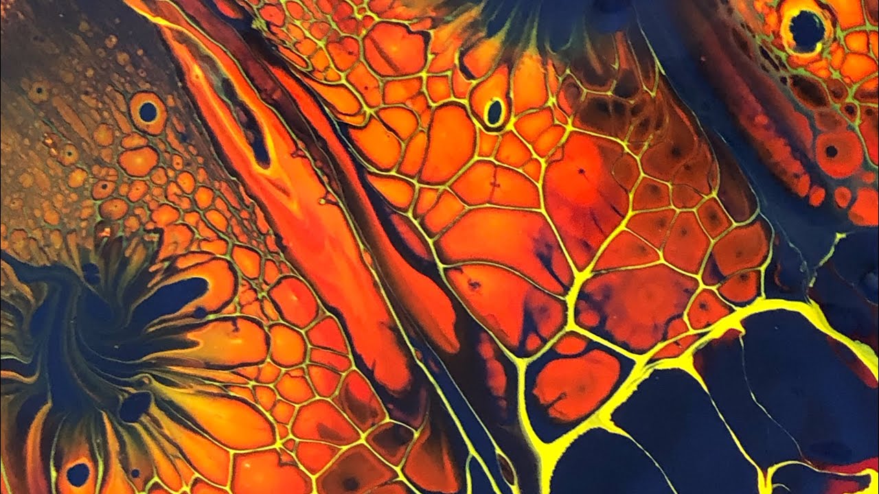 Three acrylic pouring techniques in one art piece with awesome results